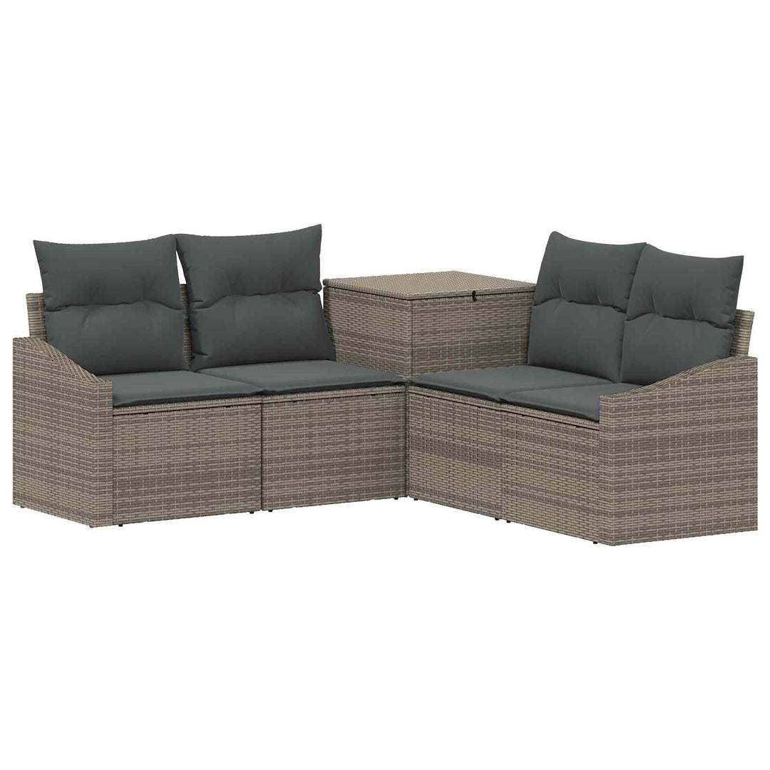 Sofa Sæt 5 stk. Grå og Mørkegrå Poly Rattan og Stål