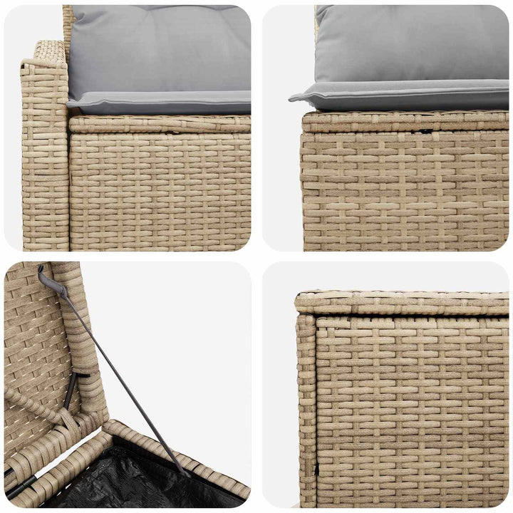 Sofa Sæt 5 stk. Beige og lys grå Poly Rattan og Stål