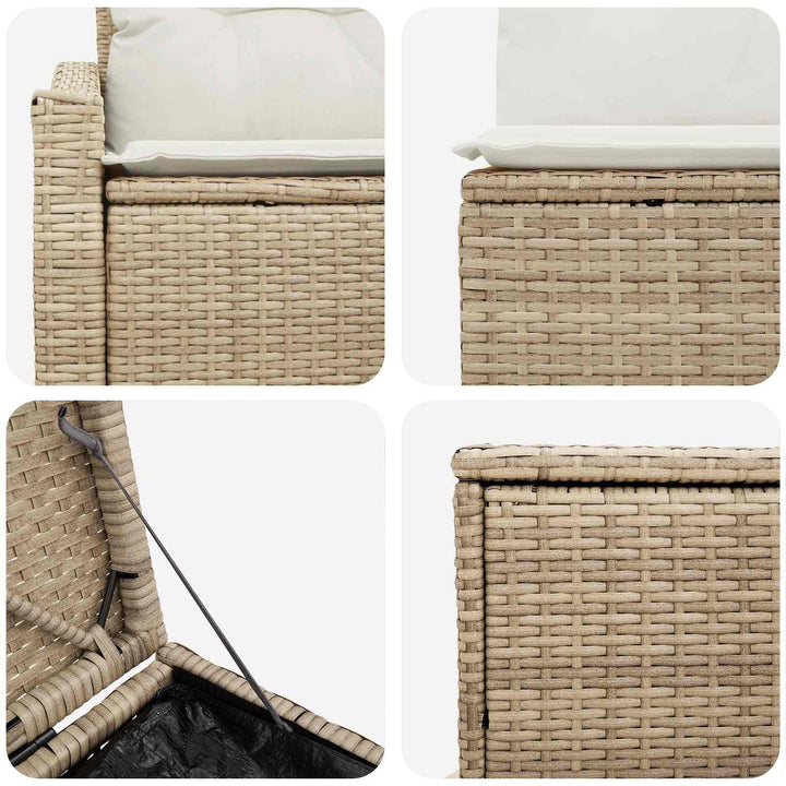Sofa Sæt 5 stk. Beige og cremehvid Poly Rattan og Stål