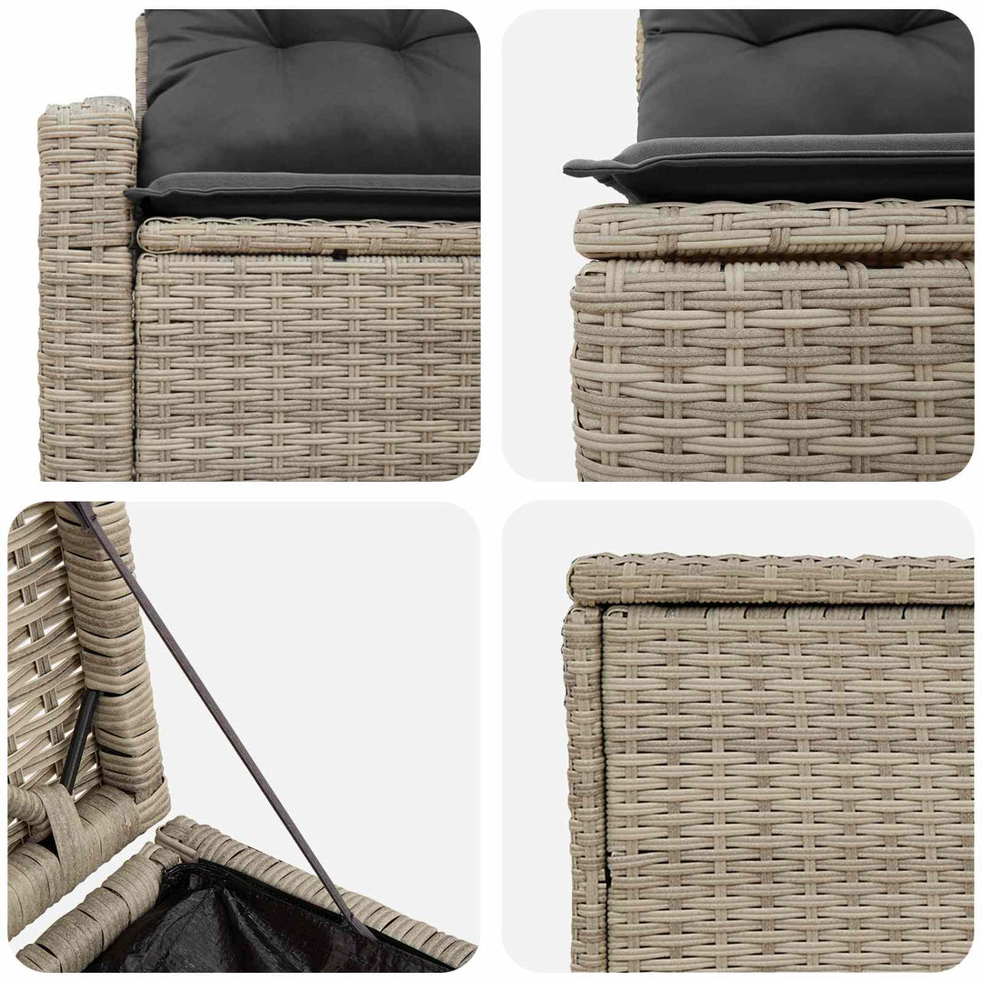 Sofa Sæt 5 stk. Lysegrå og mørkegrå Poly Rattan og Stål