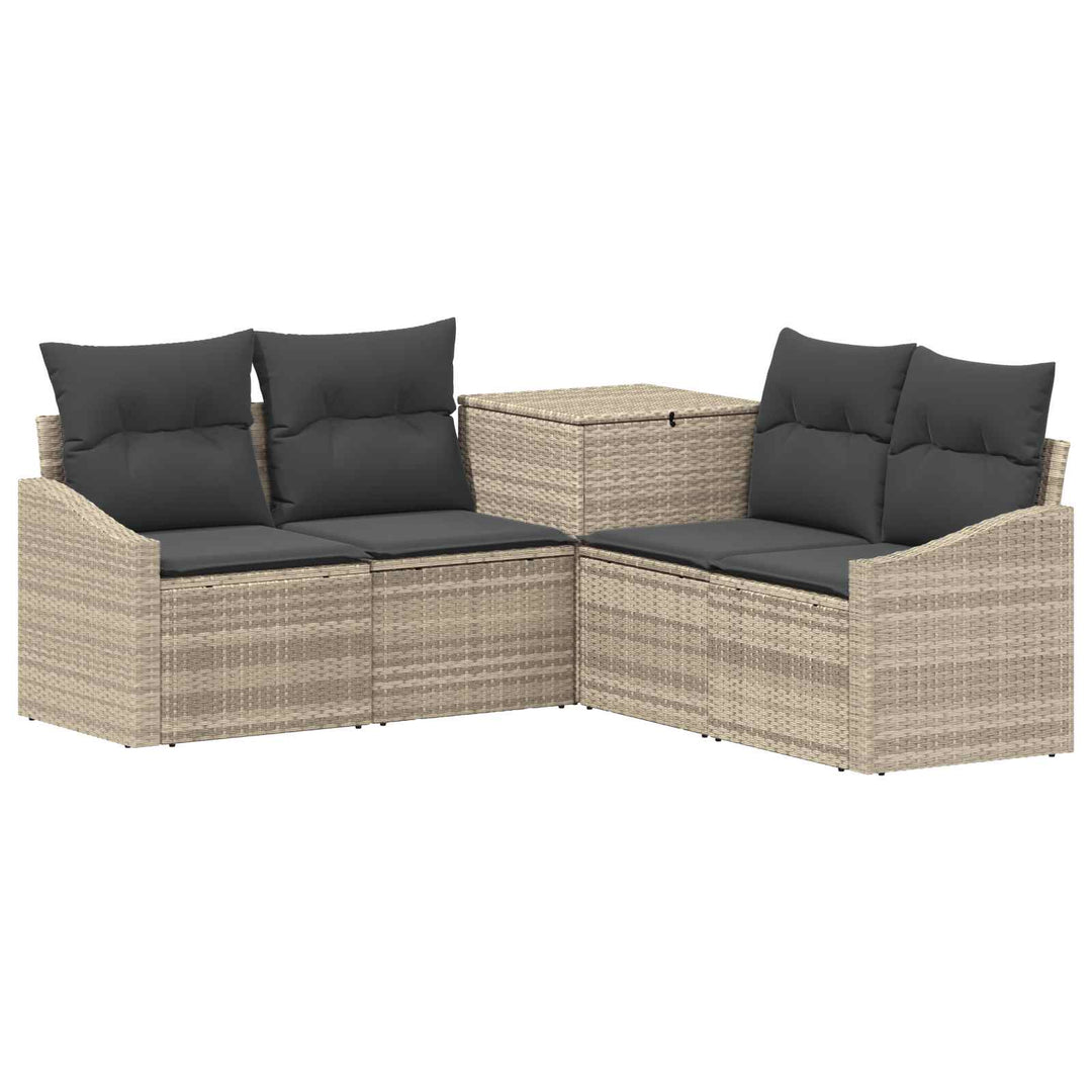 Sofa Sæt 5 stk. Lysegrå og mørkegrå Poly Rattan og Stål