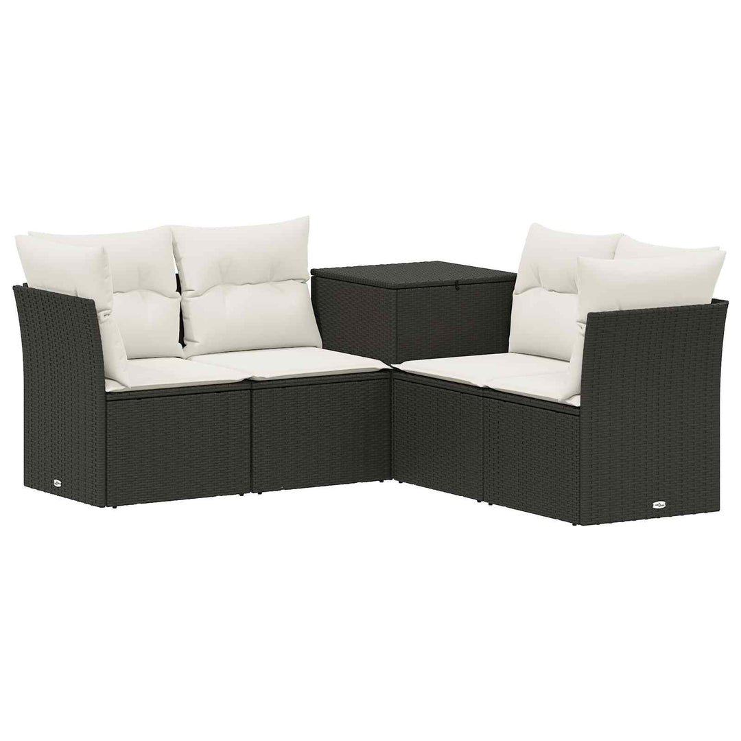 Sofa Sæt 5 stk. Sort og Cremehvid Poly Rattan og Stål