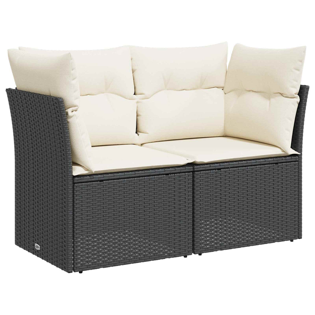 Sofa Sæt 5 stk. Sort og Cremehvid Poly Rattan og Stål
