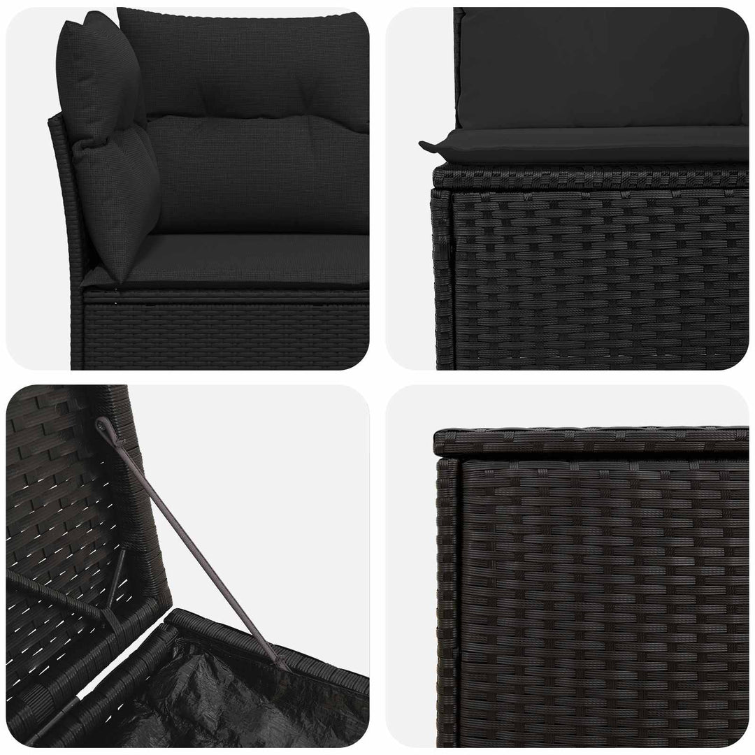 Sofa Sæt 5 stk. Sort Poly Rattan og Stål