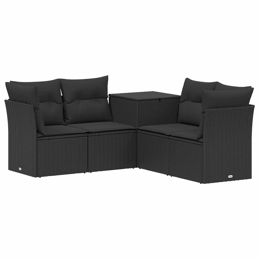 Sofa Sæt 5 stk. Sort Poly Rattan og Stål