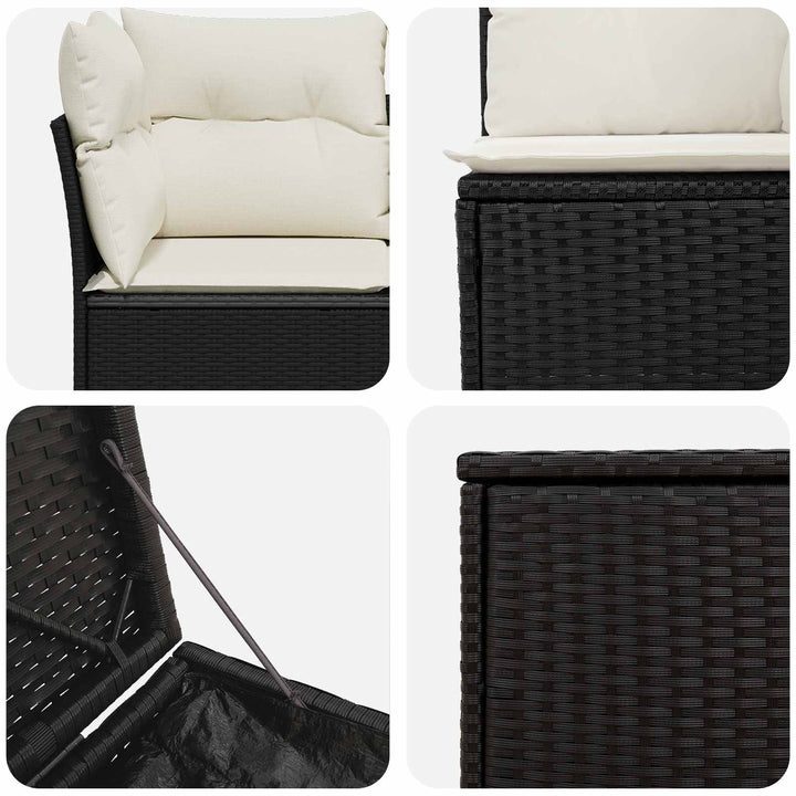 Sofa Sæt 5 stk. Sort og Cremehvid Poly Rattan og Stål