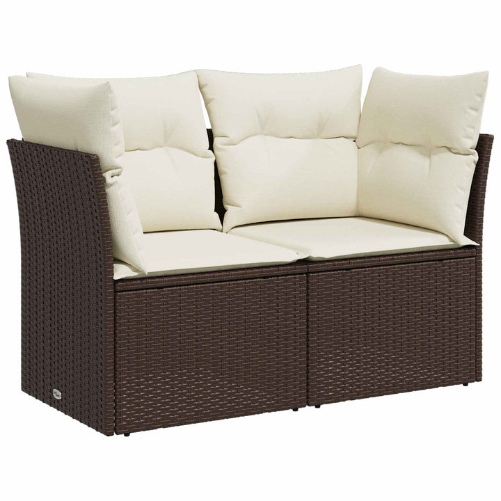 Sofa Sæt 5 stk. Brun og Creme Hvid Poly Rattan og Stål