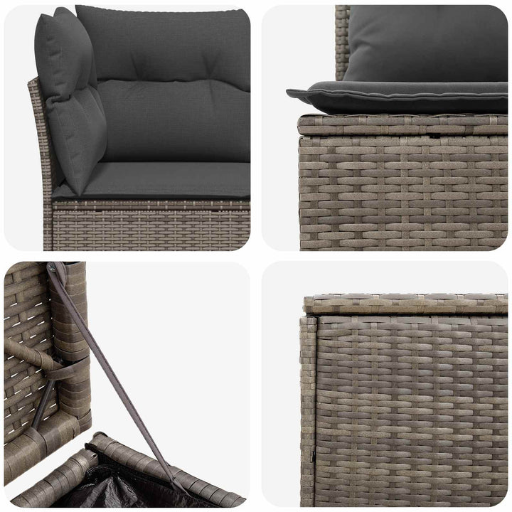Sofa Sæt 5 stk. Grå og Mørkegrå Poly Rattan og Stål