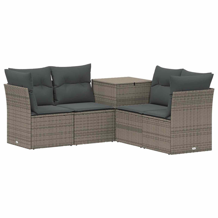 Sofa Sæt 5 stk. Grå og Mørkegrå Poly Rattan og Stål