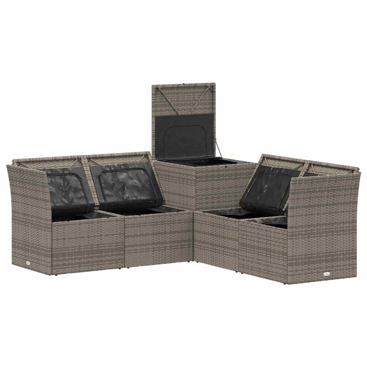 Sofa Sæt 5 stk. Grå og Mørkegrå Poly Rattan og Stål