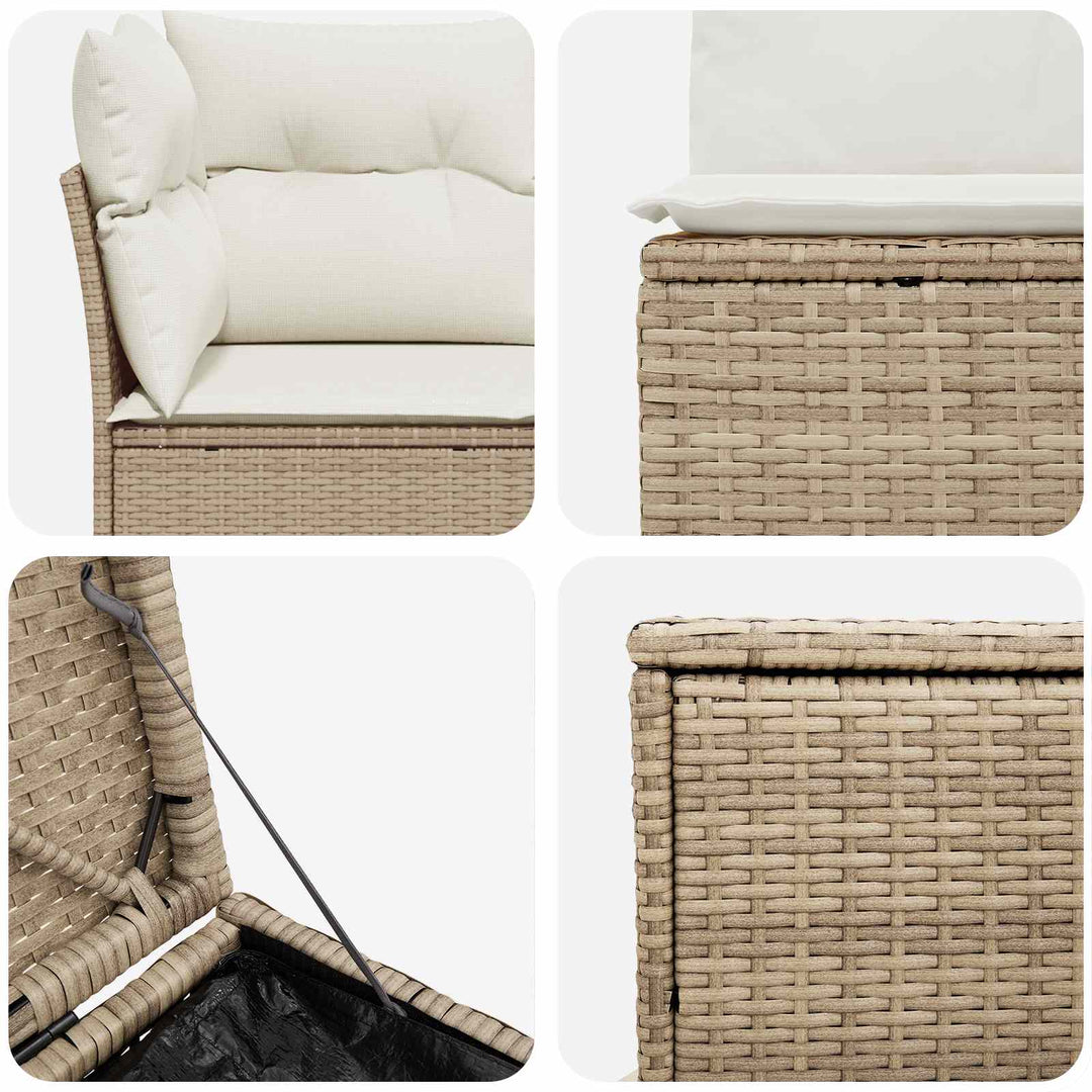 Sofa Sæt 5 stk. Beige og cremehvid Poly Rattan og Stål