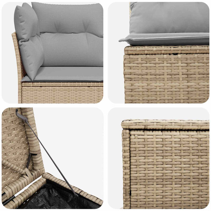 Sofa Sæt 5 stk. Beige og lys grå Poly Rattan og Stål