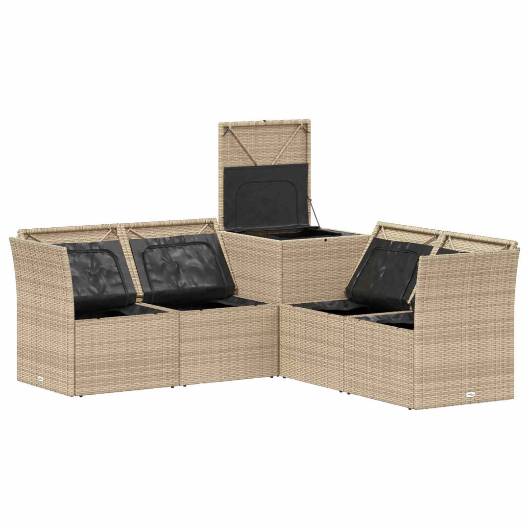 Sofa Sæt 5 stk. Beige og cremehvid Poly Rattan og Stål