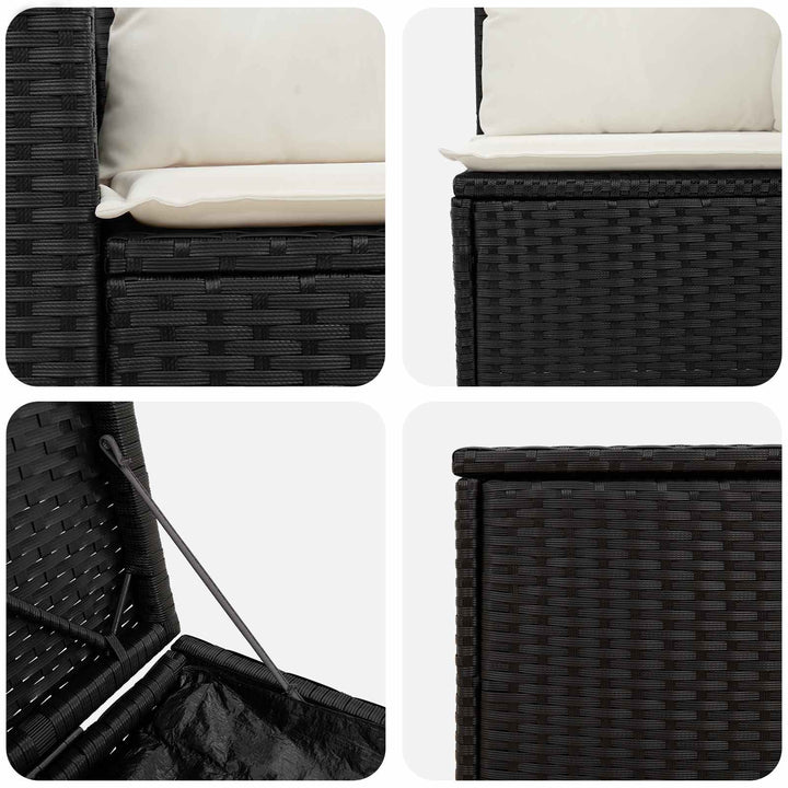 Sofa Sæt 5 stk. Sort og Cremehvid Poly Rattan og Stål
