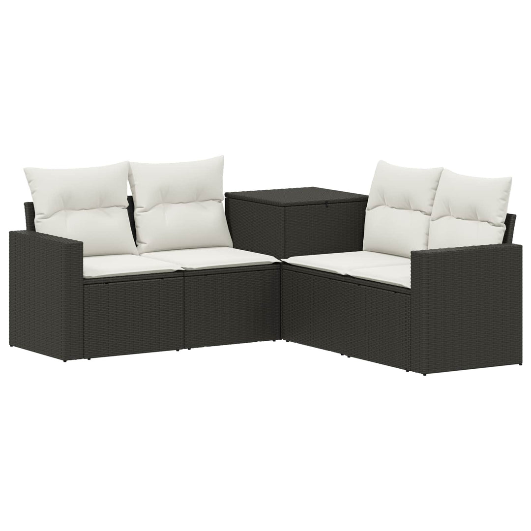 Sofa Sæt 5 stk. Sort og Cremehvid Poly Rattan og Stål