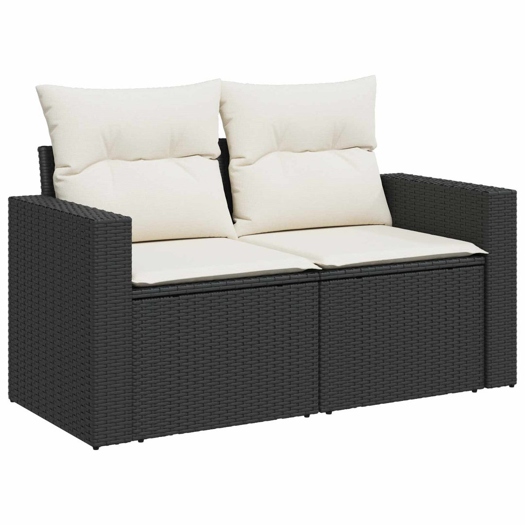 Sofa Sæt 5 stk. Sort og Cremehvid Poly Rattan og Stål