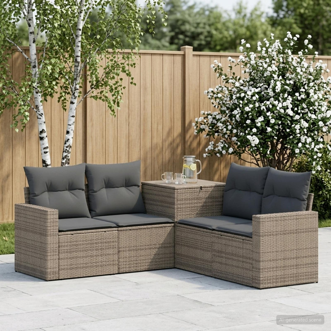 Sofa Sæt 5 stk. Grå og Mørkegrå Poly Rattan og Stål