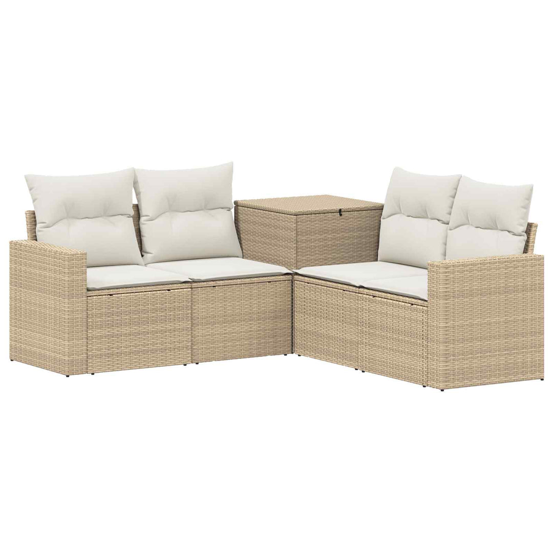 Sofa Sæt 5 stk. Beige og cremehvid Poly Rattan og Stål