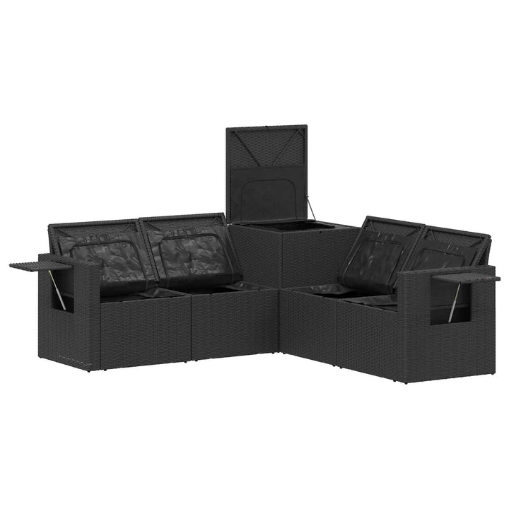 Sofa Sæt 5 stk. Sort Poly Rattan og Stål