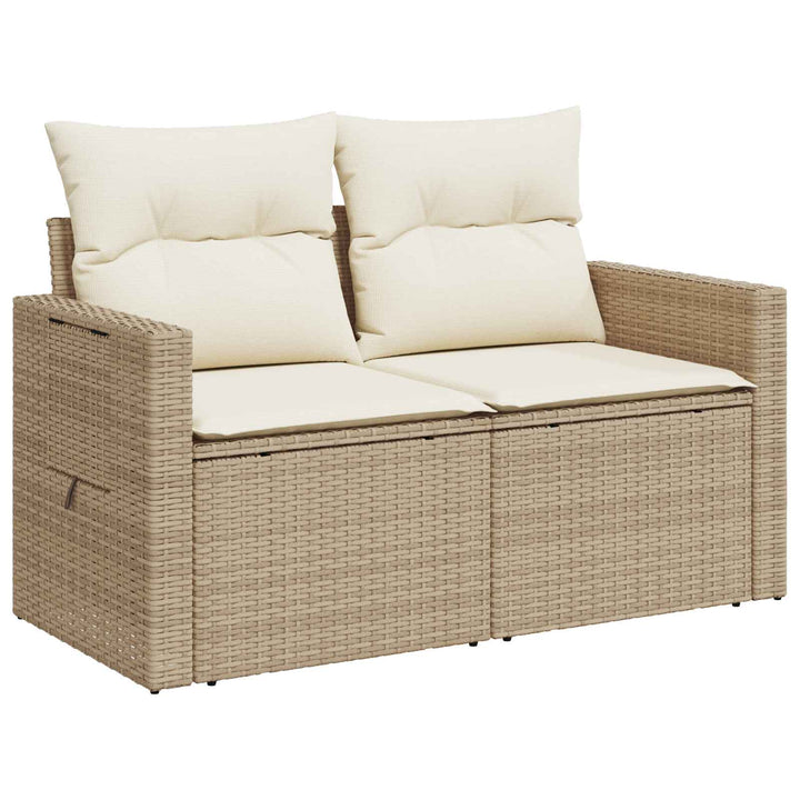 Sofa Sæt 5 stk. Beige og cremehvid Poly Rattan og Stål