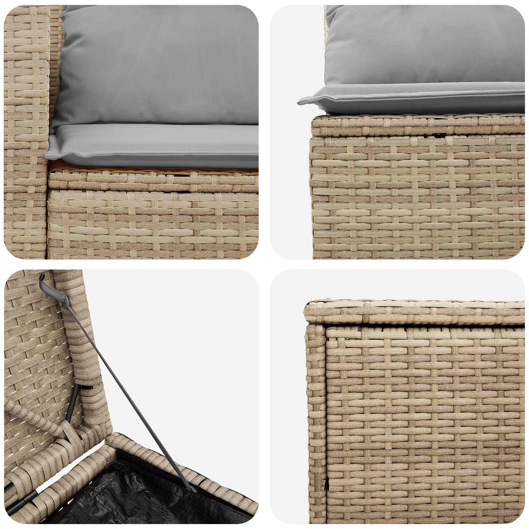 Sofa Sæt 5 stk. Beige og lys grå Poly Rattan og Stål