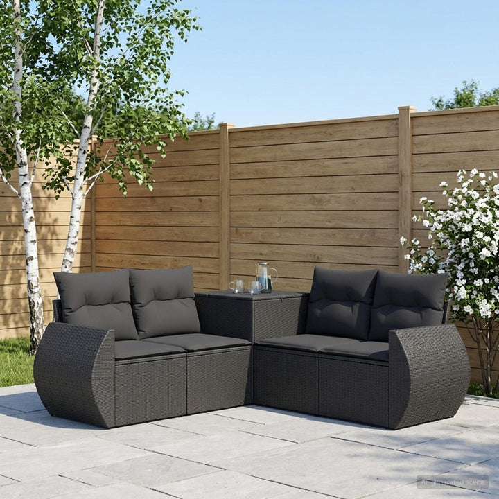 Sofa Sæt 5 stk. Sort Poly Rattan og Stål