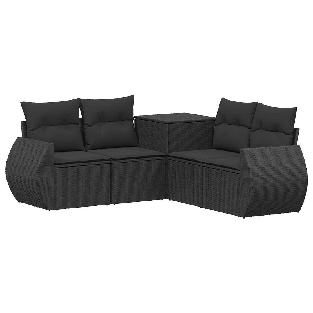 Sofa Sæt 5 stk. Sort Poly Rattan og Stål