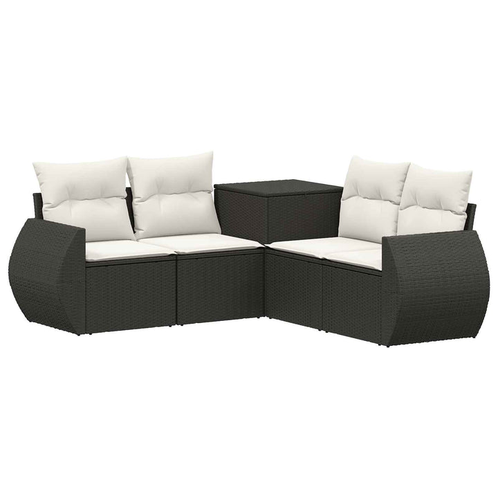 Sofa Sæt 5 stk. Sort og Cremehvid Poly Rattan og Stål