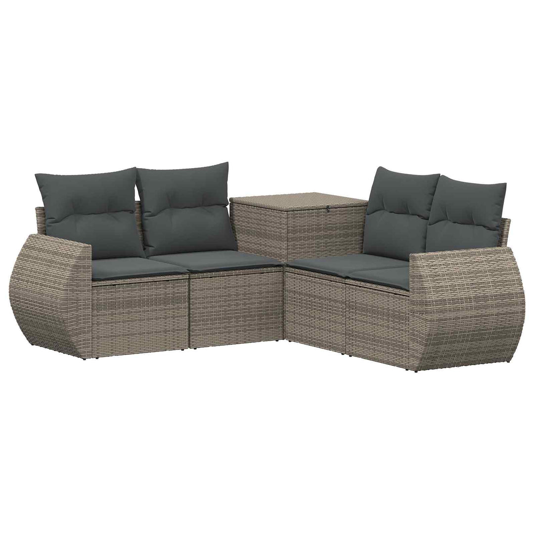Sofa Sæt 5 stk. Grå og Mørkegrå Poly Rattan og Stål