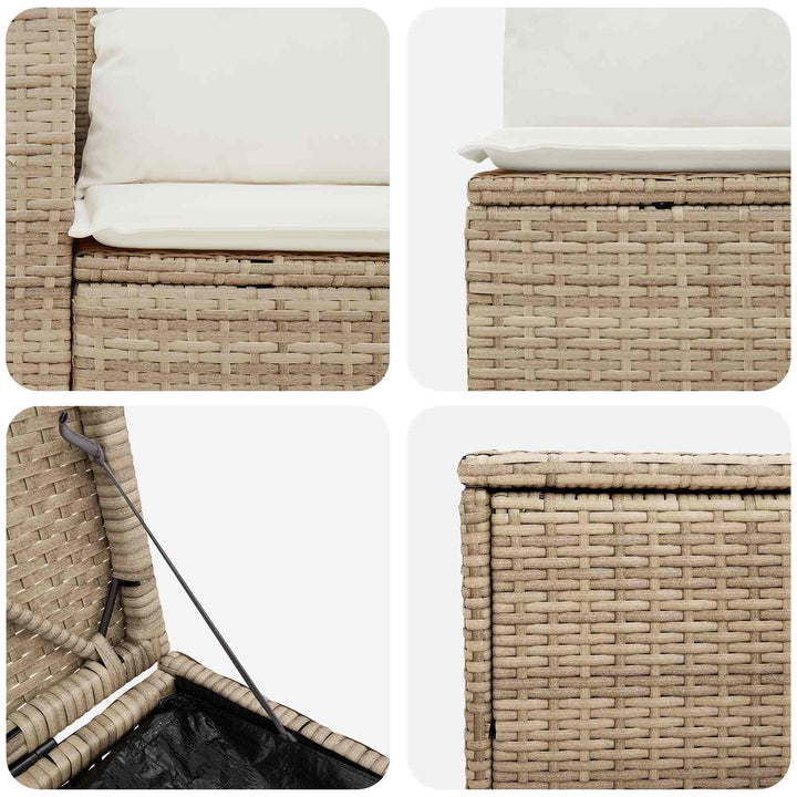 Sofa Sæt 5 stk. Beige og cremehvid Poly Rattan og Stål