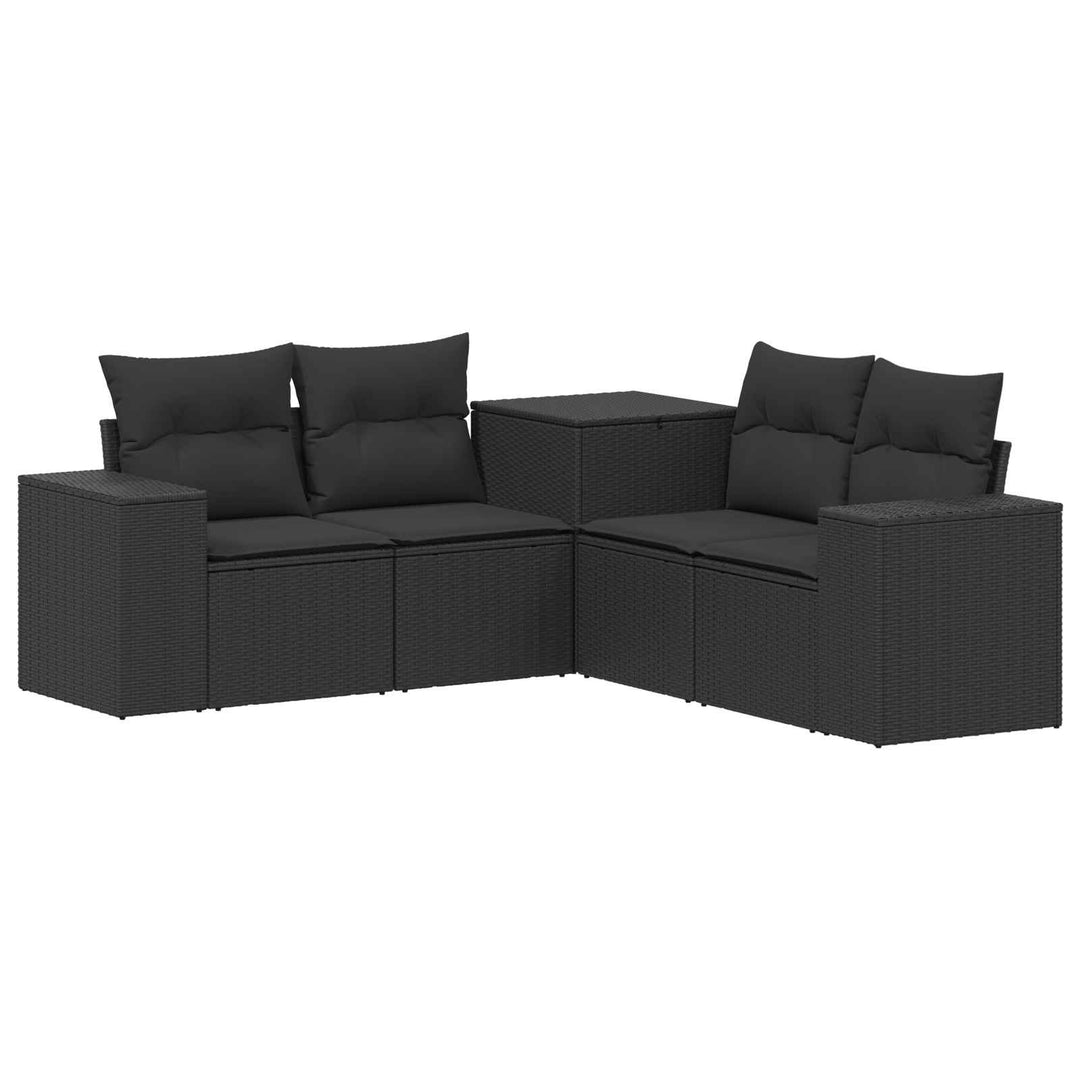 Sofa Sæt 5 stk. Sort Poly Rattan og Stål
