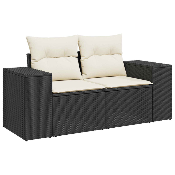 Sofa Sæt 5 stk. Sort og Cremehvid Poly Rattan og Stål