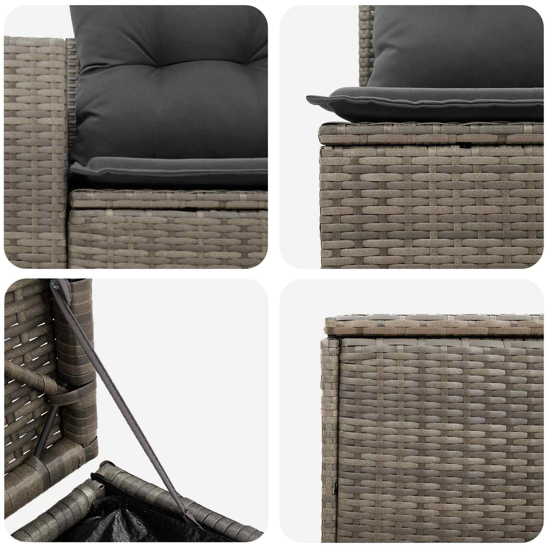 Sofa Sæt 5 stk. Grå og Mørkegrå Poly Rattan og Stål