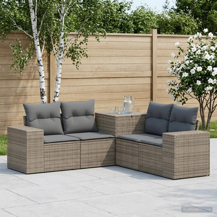 Sofa Sæt 5 stk. Grå og Mørkegrå Poly Rattan og Stål