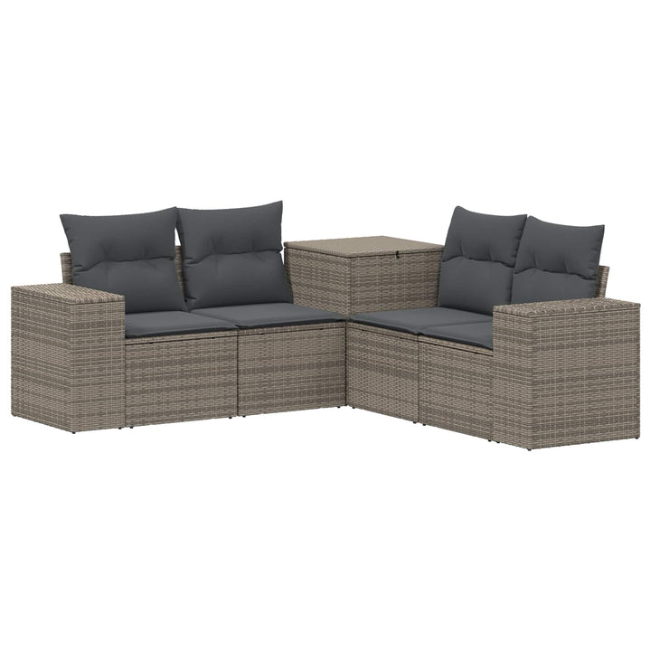 Sofa Sæt 5 stk. Grå og Mørkegrå Poly Rattan og Stål