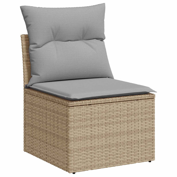 Sofa Sæt 5 stk. Beige og lys grå Poly Rattan og Stål