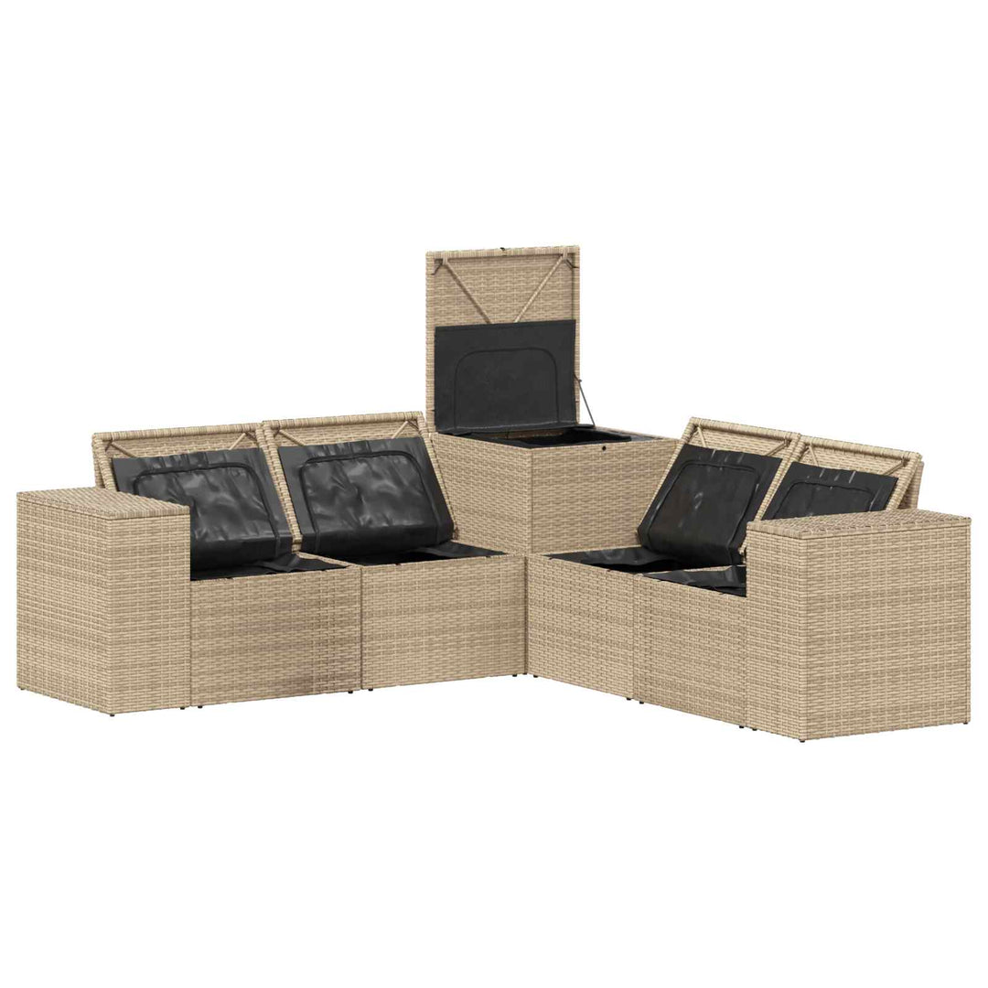 Sofa Sæt 5 stk. Beige og lys grå Poly Rattan og Stål