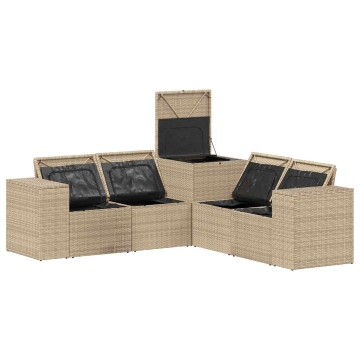 Sofa Sæt 5 stk. Beige og lys grå Poly Rattan og Stål