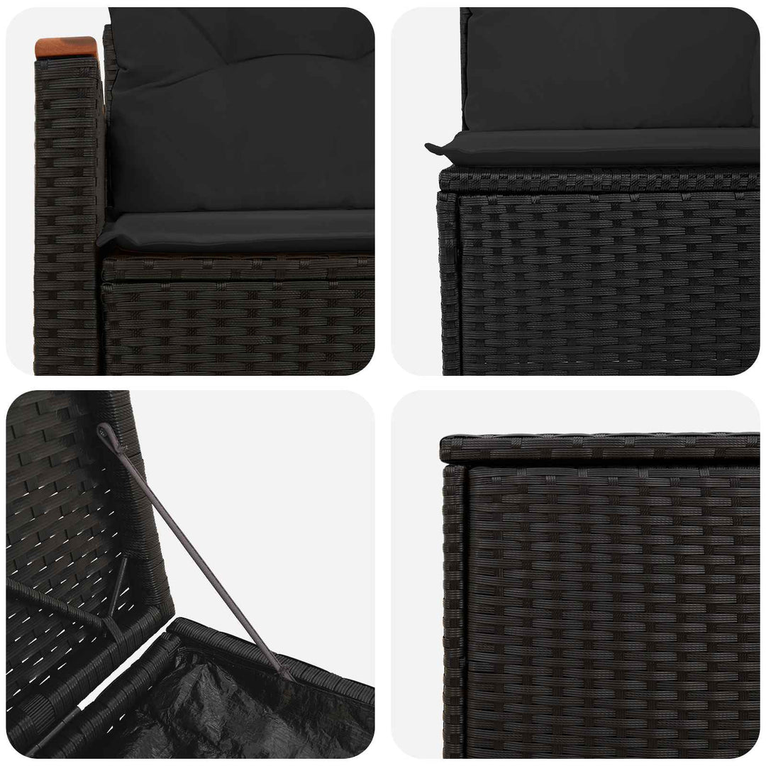 Sofa Sæt 5 stk. Sort Poly Rattan og Stål