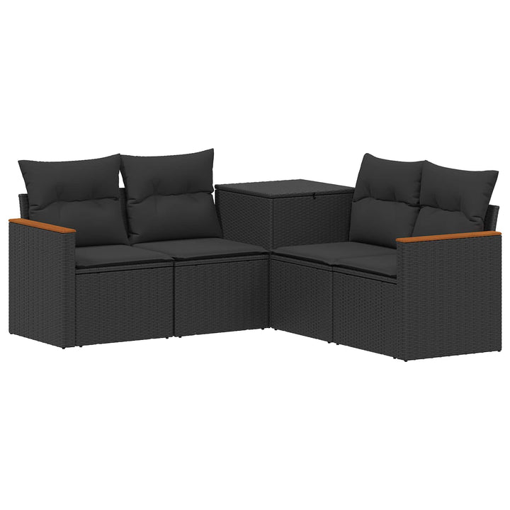 Sofa Sæt 5 stk. Sort Poly Rattan og Stål