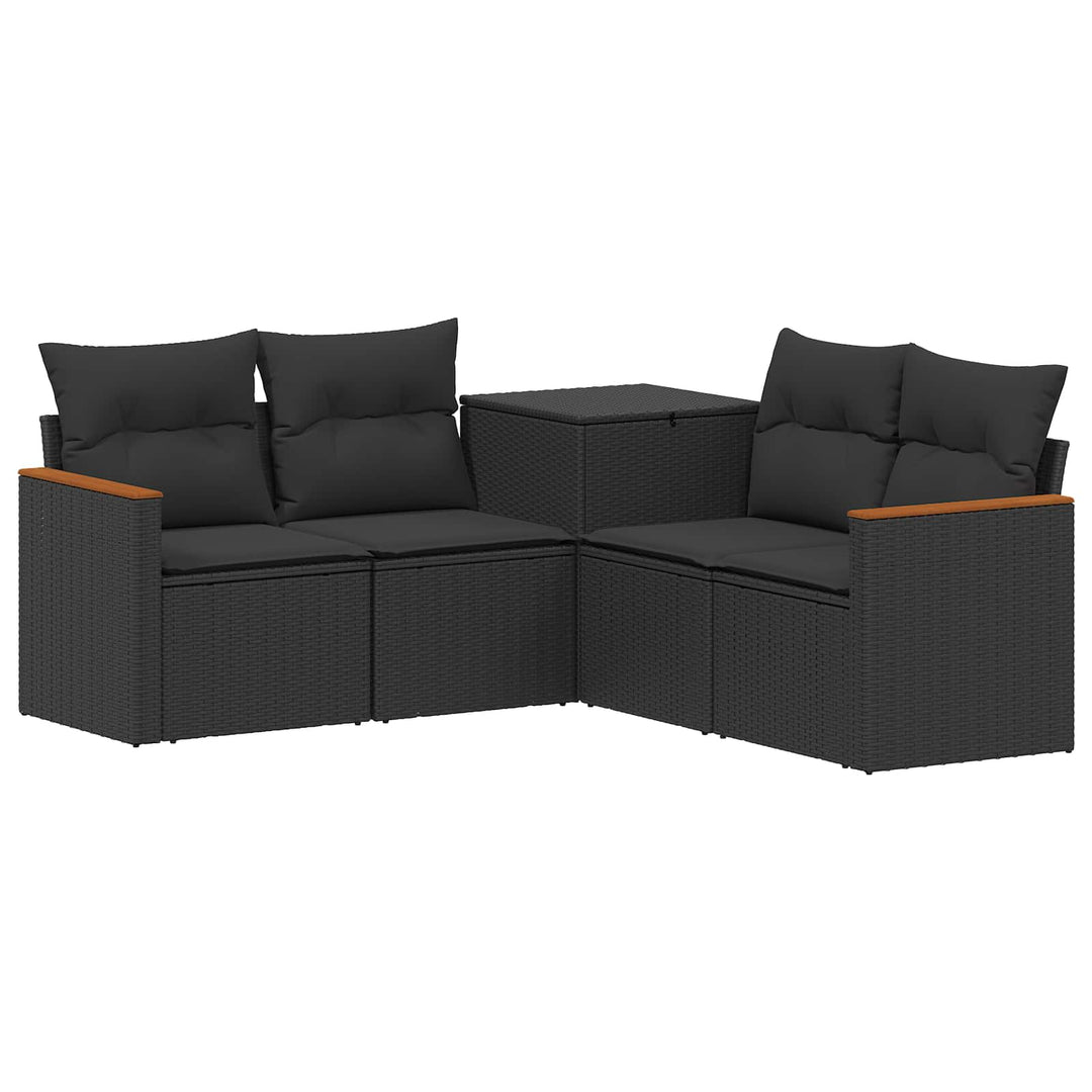 Sofa Sæt 5 stk. Sort Poly Rattan og Stål