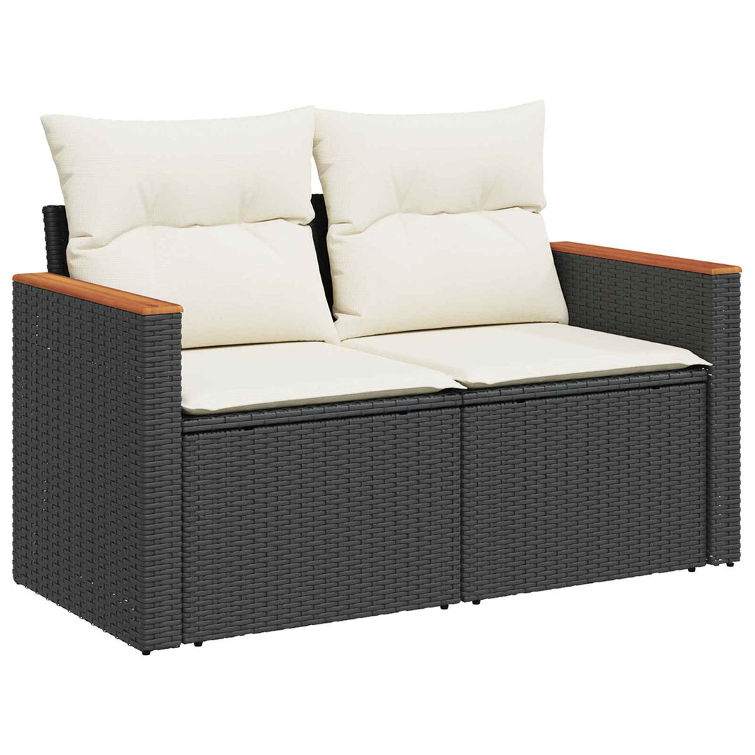 Sofa Sæt 5 stk. Sort og Cremehvid Poly Rattan og Stål