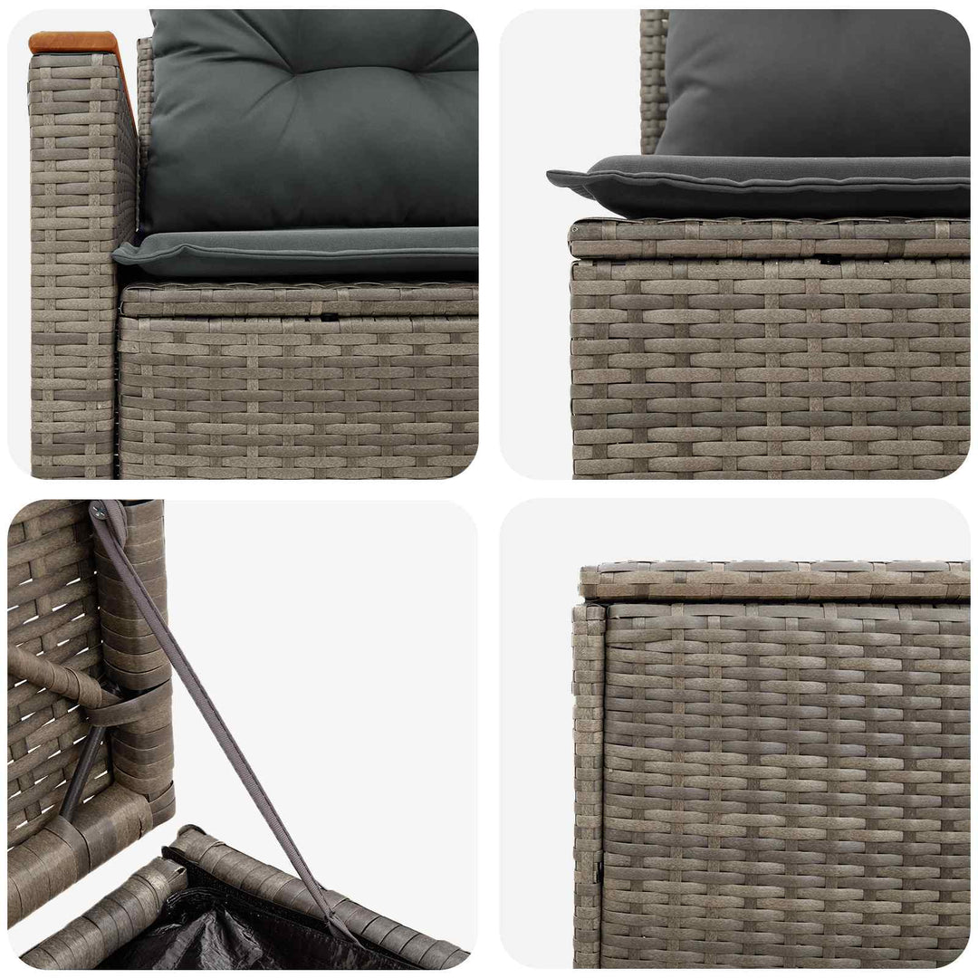 Sofa Sæt 5 stk. Grå og Mørkegrå Poly Rattan og Stål