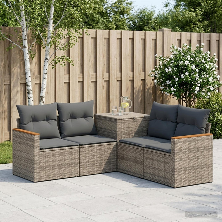 Sofa Sæt 5 stk. Grå og Mørkegrå Poly Rattan og Stål
