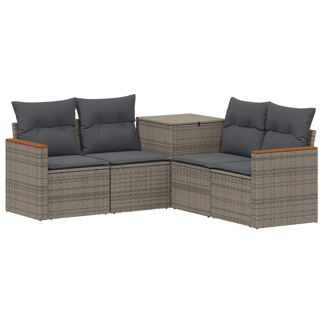 Sofa Sæt 5 stk. Grå og Mørkegrå Poly Rattan og Stål