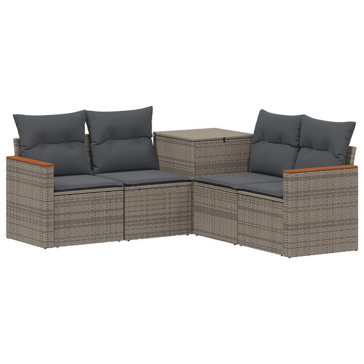 Sofa Sæt 5 stk. Grå og Mørkegrå Poly Rattan og Stål