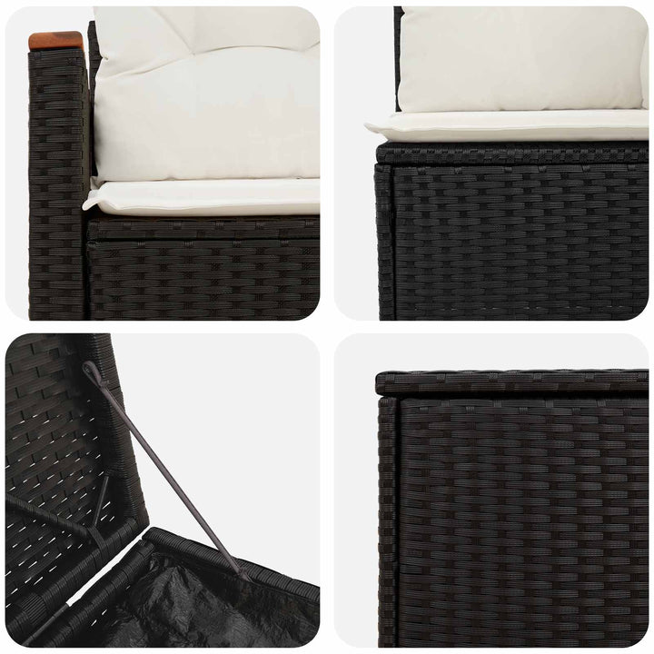 Sofa Sæt 5 stk. Sort og Cremehvid Poly Rattan og Stål