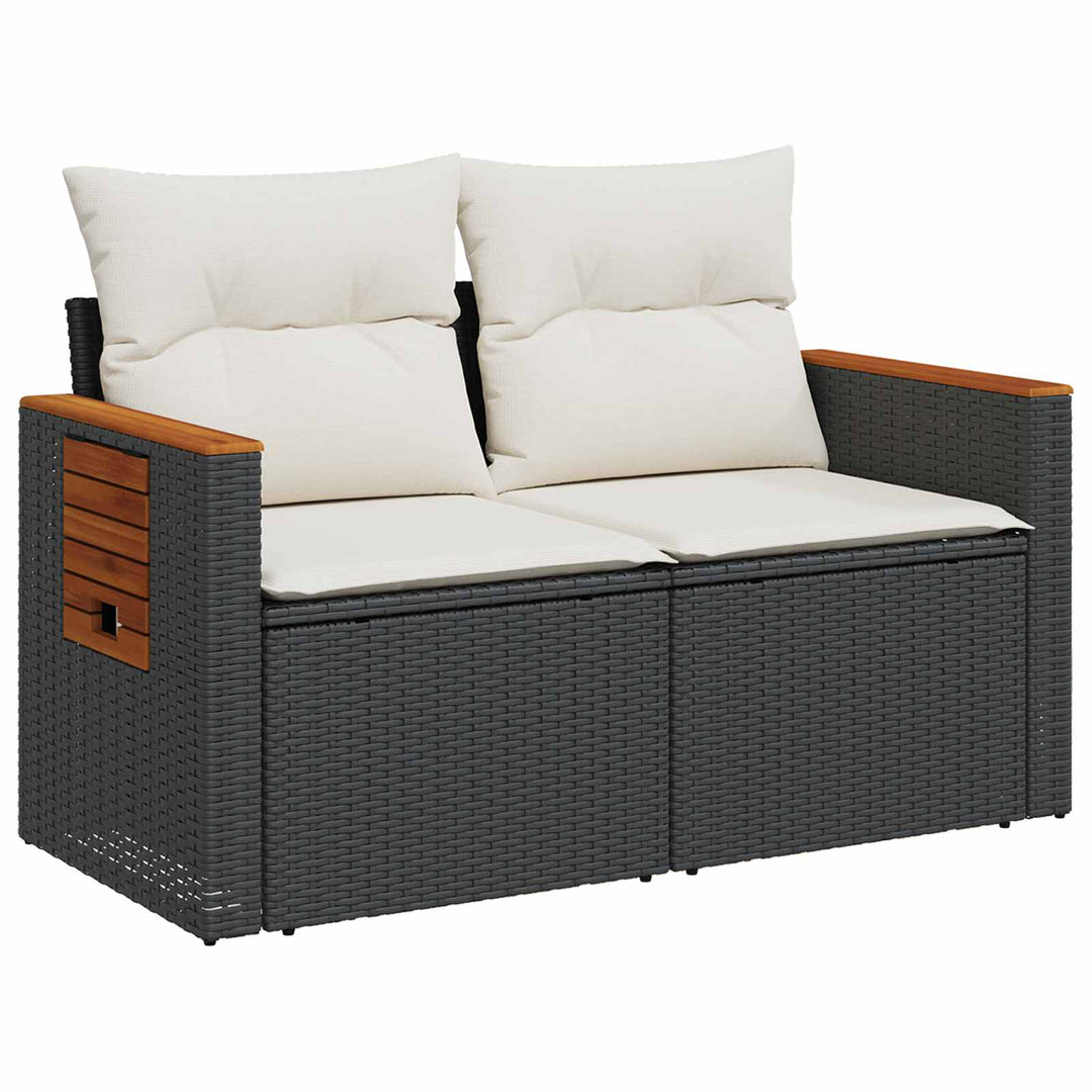 Sofa Sæt 5 stk. Sort og Cremehvid Poly Rattan og Stål