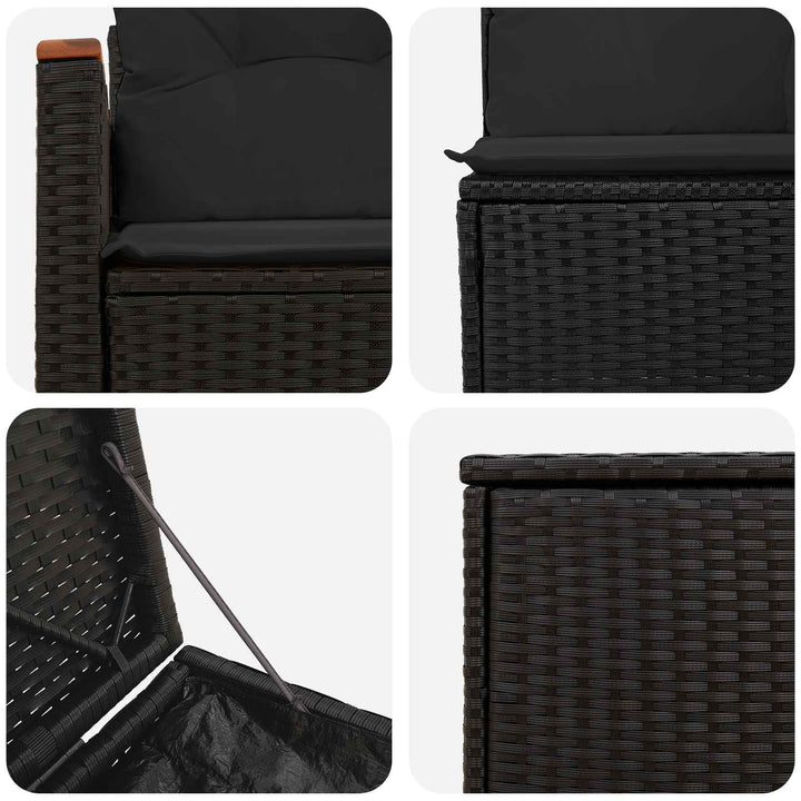 Sofa Sæt 5 stk. Sort Poly Rattan og Stål