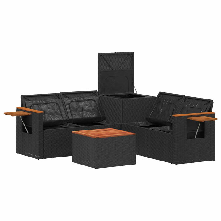 Sofa Sæt 5 stk. Sort Poly Rattan og Stål